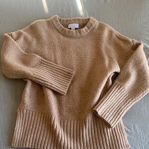 Topshop Camel Ribbed Crew Neck Sweater